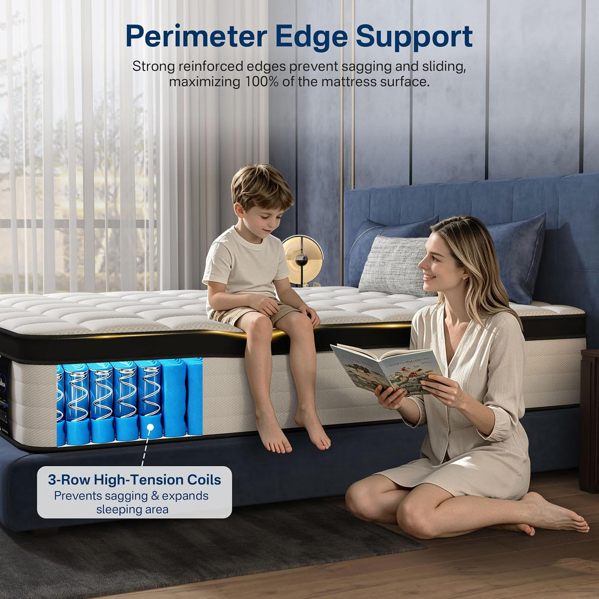 LETMOON 14 Inch California King Mattress, Medium Hybrid Pocket Spring