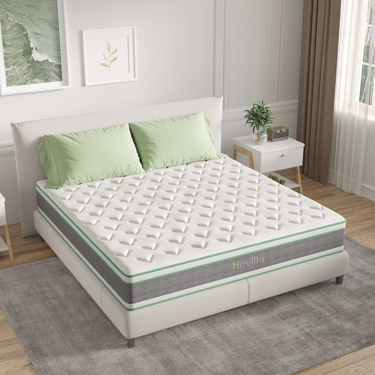 Novilla 14 Inch California King Mattress, Hypoallergenic & Back Pain Relief, Cal King Mattresses in a Box with Smarts Coils, Fiberglass Free CertiPUR-US Certified Colchones Cal No Box Spring Needed