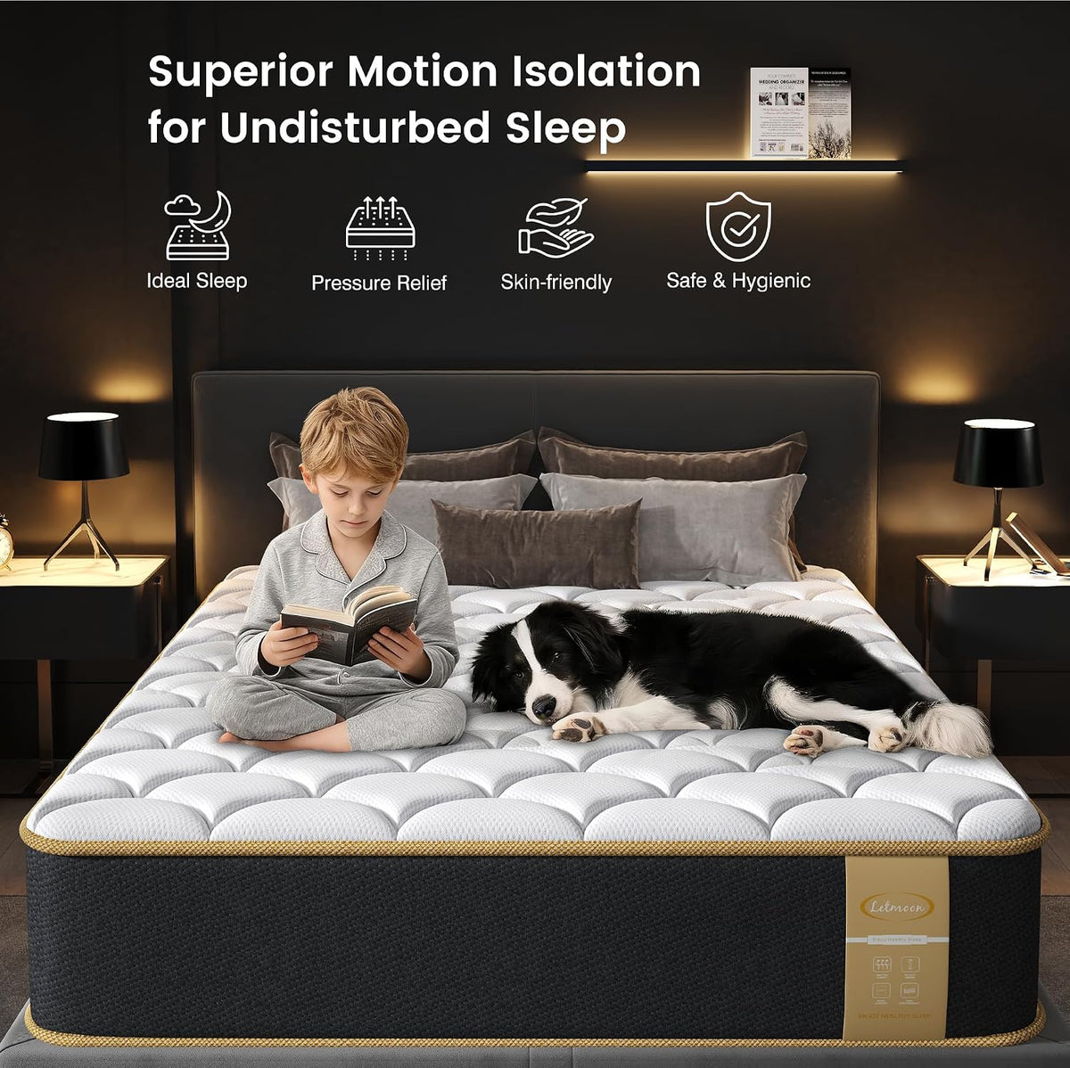 LETMOON Luxury Twin Mattress 8 Inch, Hotel Level Hybrid Twin Size Bed in a Box, Gel Memory Foam & 7-Zone Ergonomics Targeted Support, CertiPUR-US Mattress for Kids, Teens, Singles, Bunk Beds & Dorms