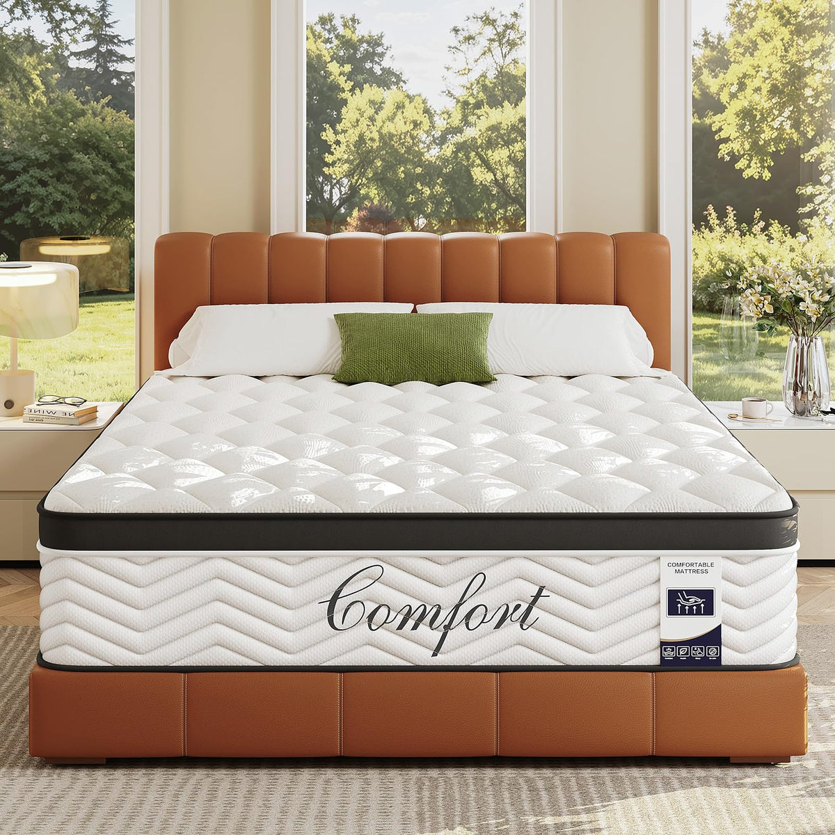 JEEKEA Queen Mattress 12 Inch Hybrid Mattress in a Box, Pressure Relief