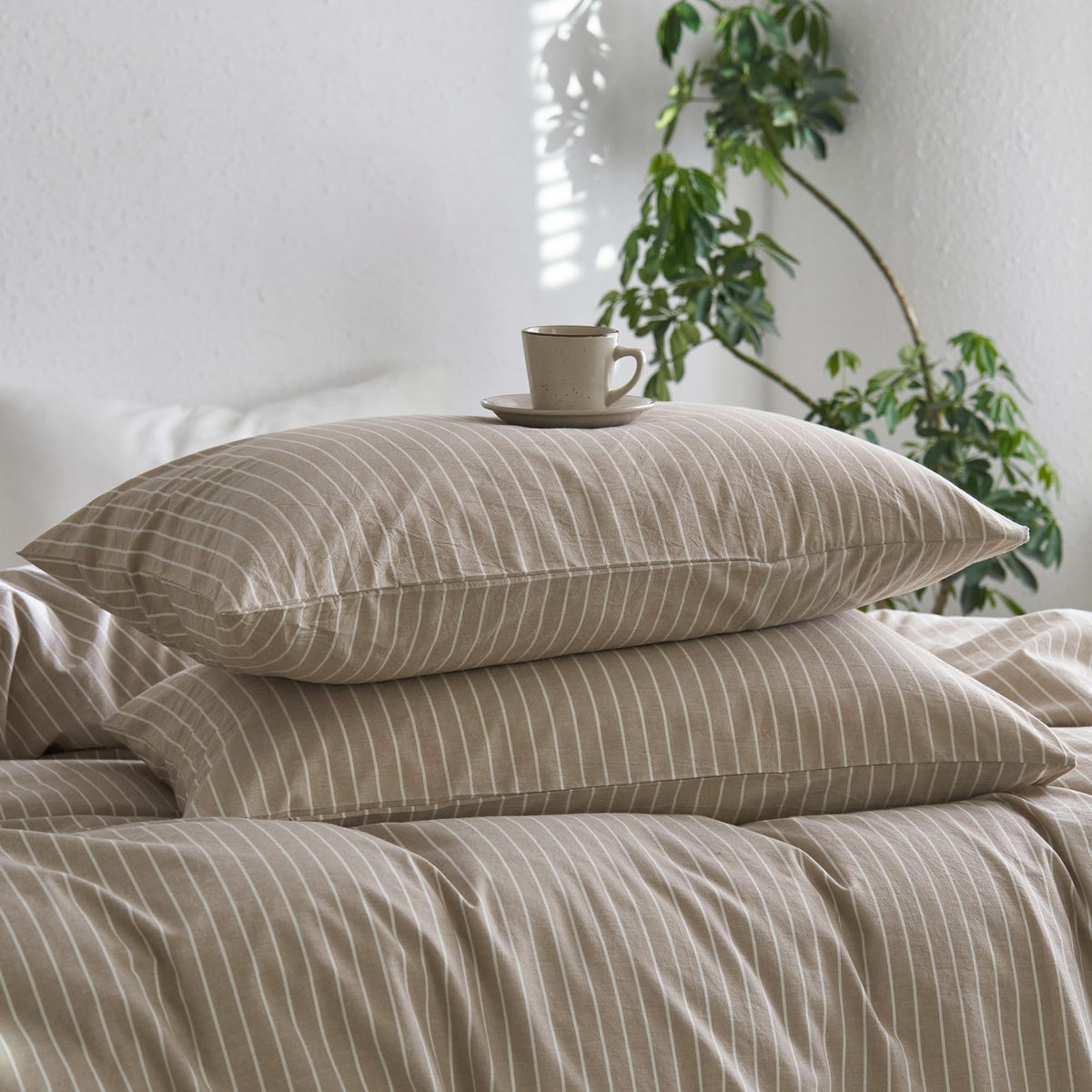 MOOMEE Pillowcase Set of 2 100% Washed Cotton Linen-Like King