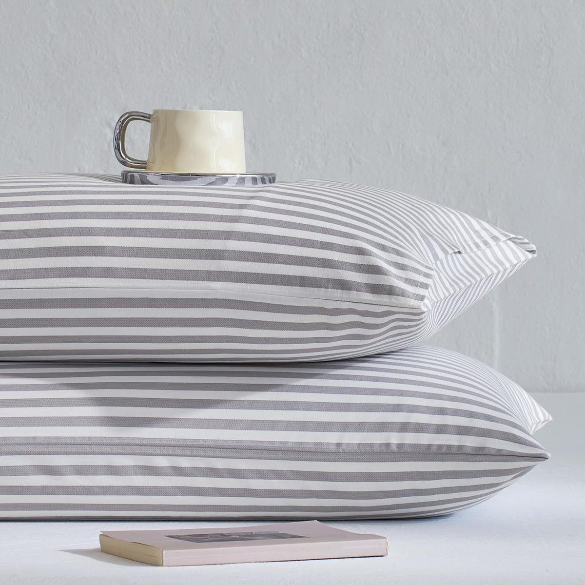 JELLYMONI Cotton Classic Striped Pillowcases Set of 2, Tan, Standard