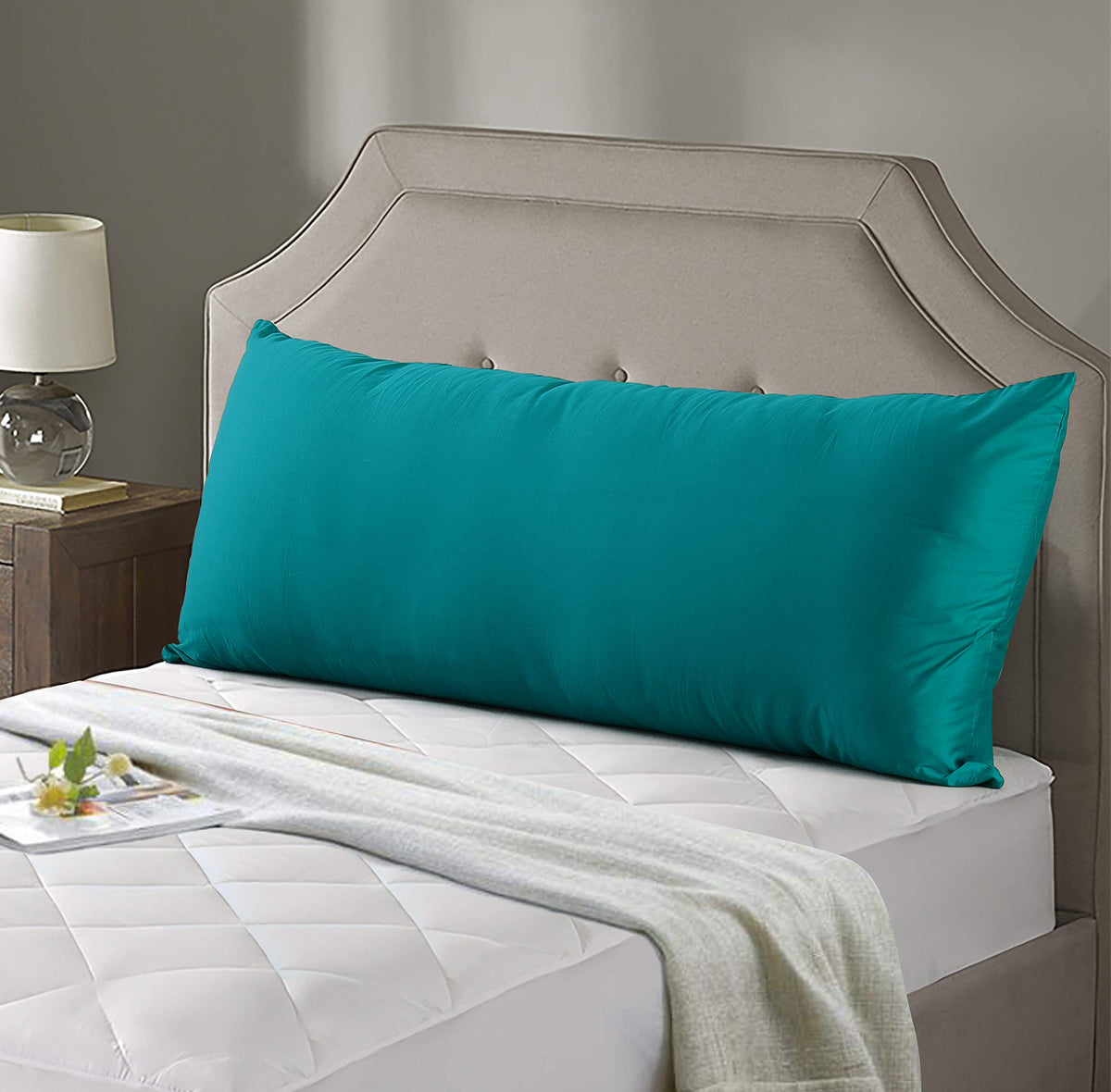 EVOLIVE 100% Cotton Body Pillow Cover 21"x54", 300TC, Hidden Zipper (Taupe)