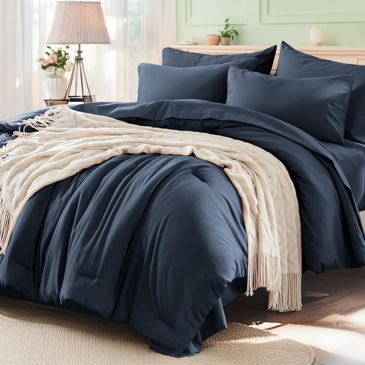 Anluoer Full Size Comforter Sets, 7 Piece Bed in a Bag Full Bedding Sets