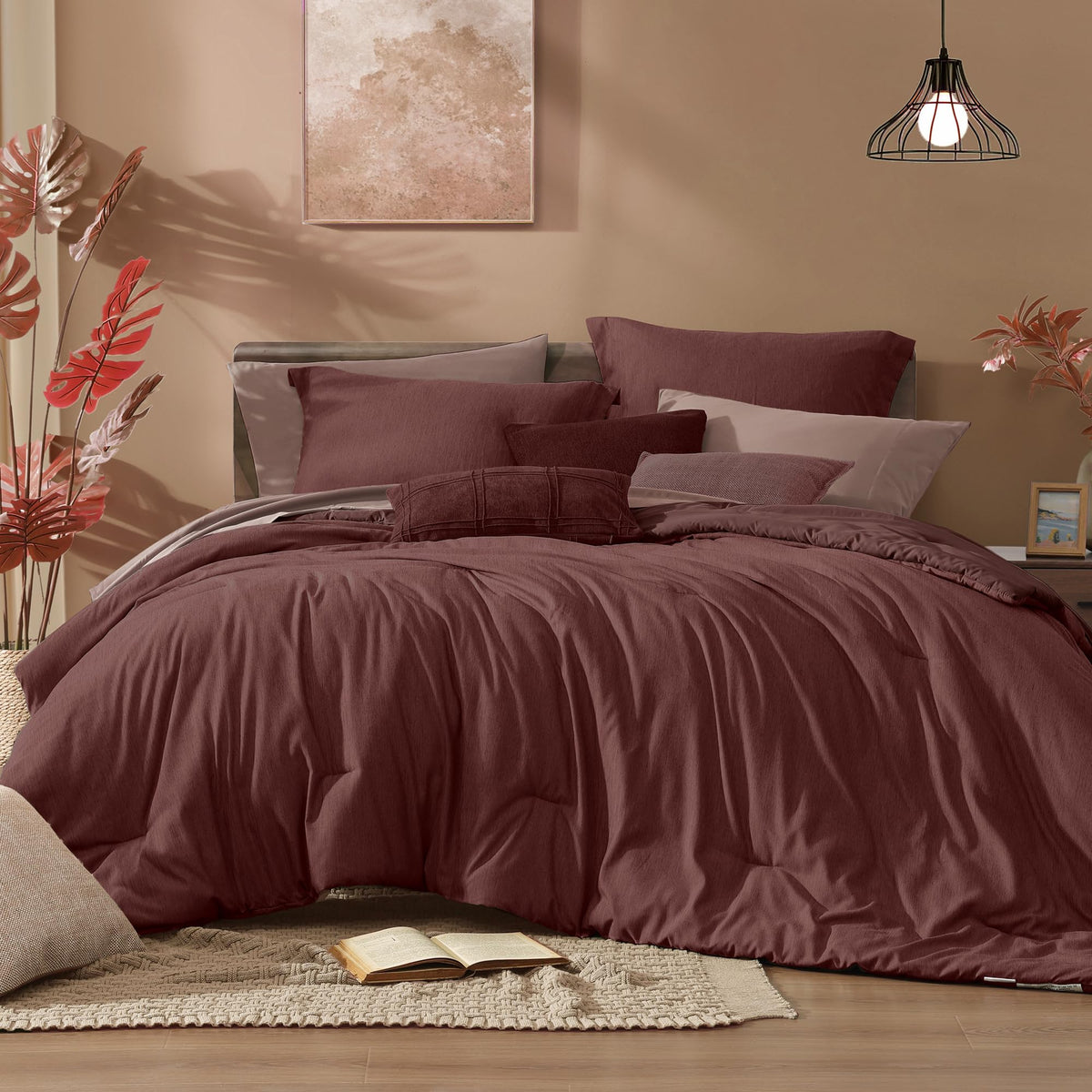 Monbix King Size Comforter Set Sage Green 7 Pieces Bed in a Bag