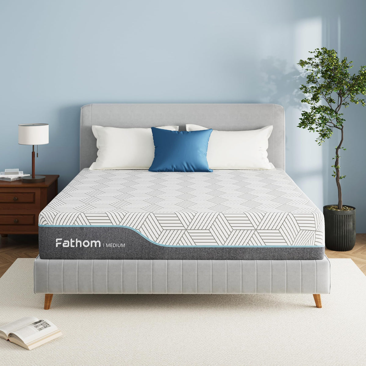 FATHOM Medium King Mattress 12 Inch Memory Foam Mattress King Size Bed in a Box for Back Pain Relief and Cool Sleep with Gel Foam and Removeable Fiberglass Free Cover, CertiPUR-US Certified