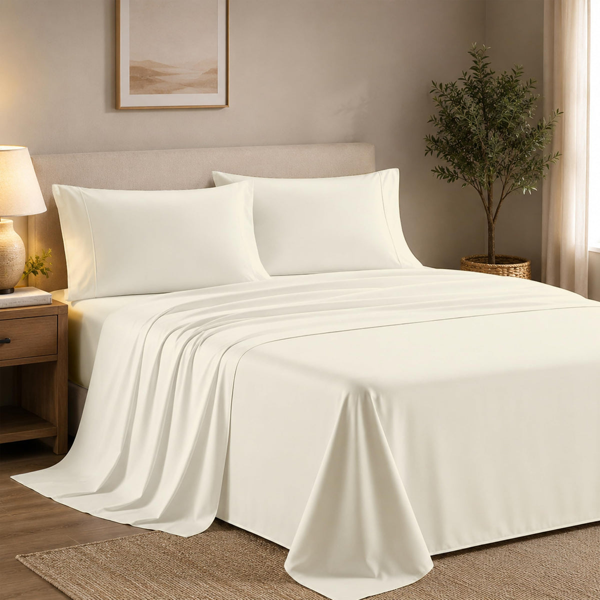 Queen Pillow Cases Set of 2, 400 Thread Count, White