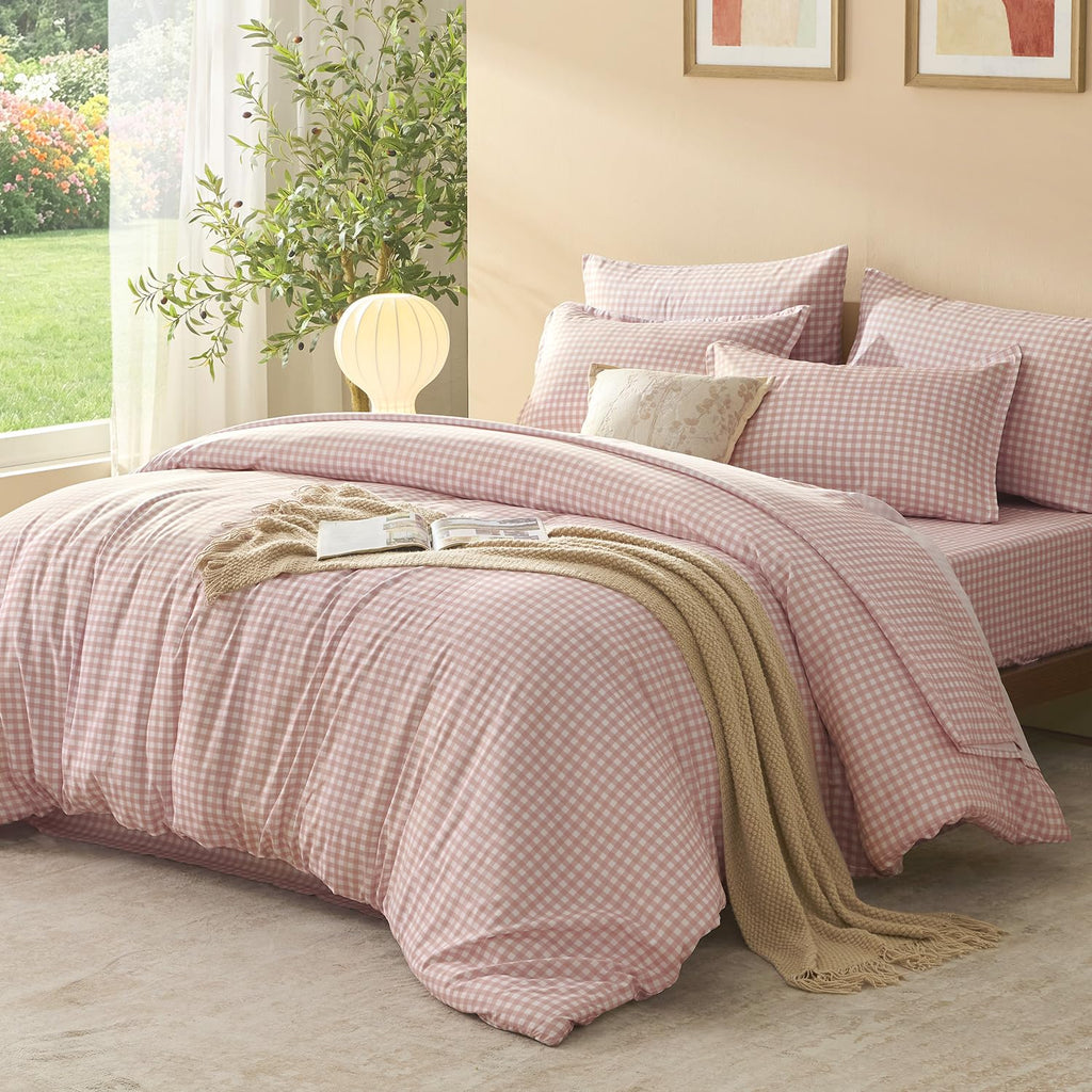 Litanika King Size Comforter Set 7 Pieces Cornflower Blue Gingham