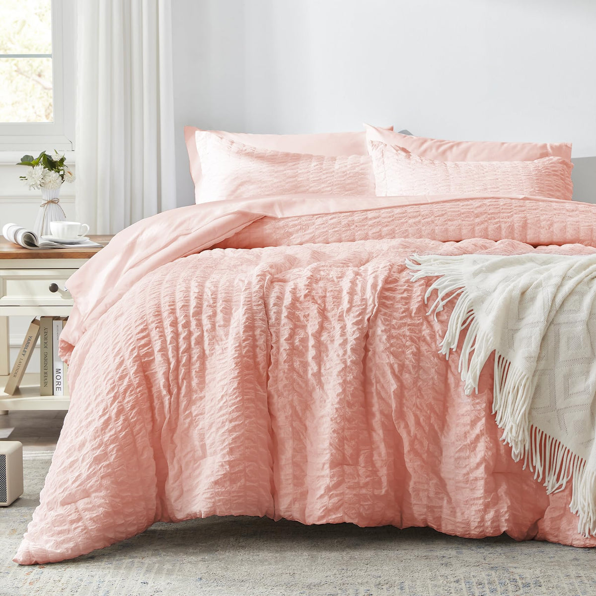 Zzlpp Queen Comforter Set 7 Piece, Green Bed in a Bag Queen Bedding Sets