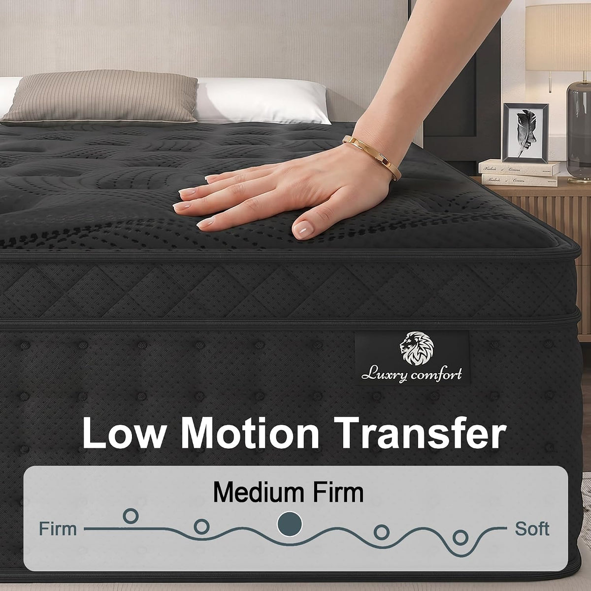 Medium Firm Hybrid Bed Mattress, Black,Full Size Mattress 14inch