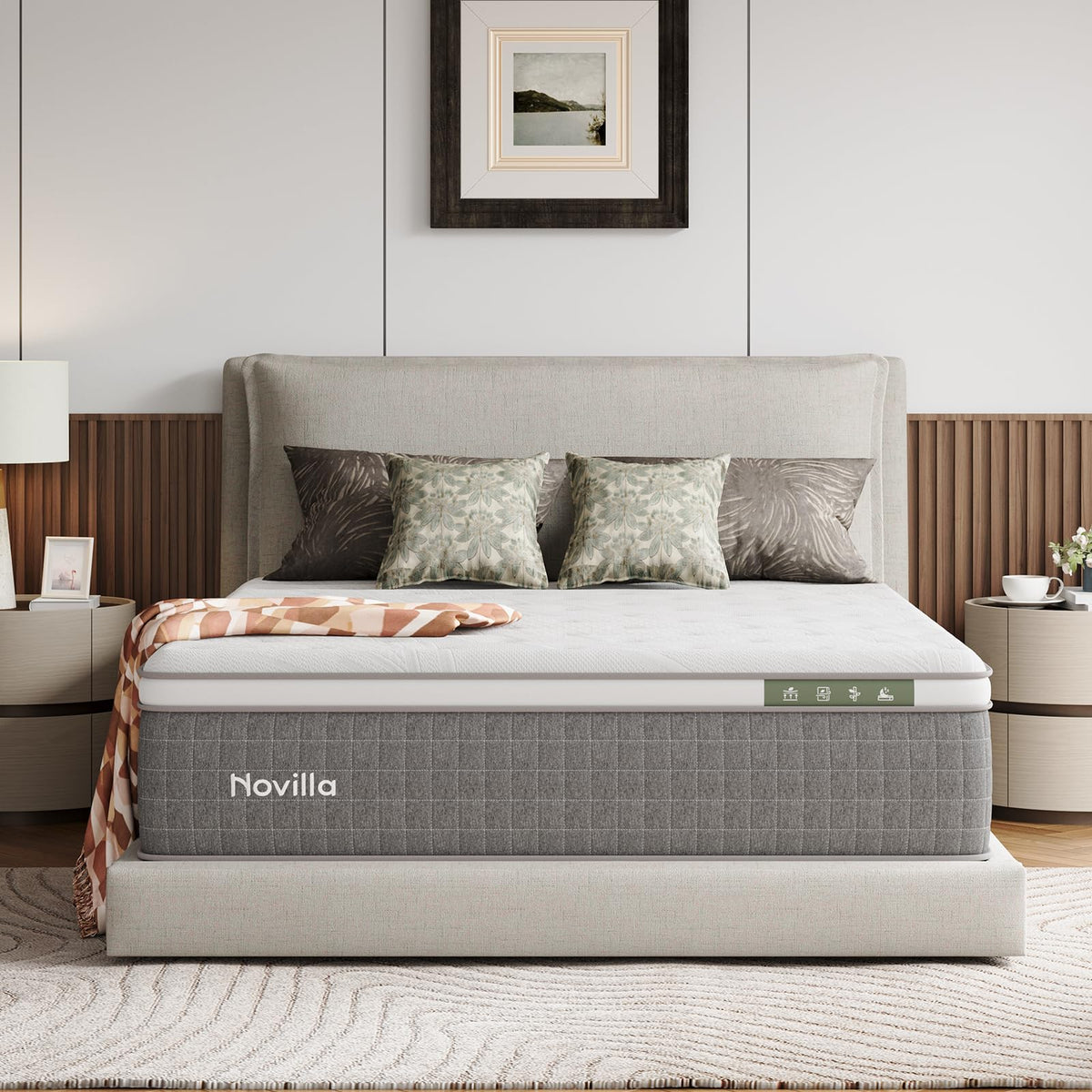 Novilla 14 Inch King Mattress,King Size Gel Memory Foam Hybrid Mattress