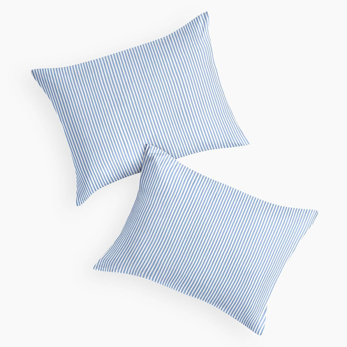 Wake In Cloud - Striped Pillow Cases, Ticking Vertical Pin Stripe Modern Farmhouse Pattern Printed, Set of 2 Soft Pillowcases Pillow Shams Covers, Blue White, Standard Size 20x26 Inches