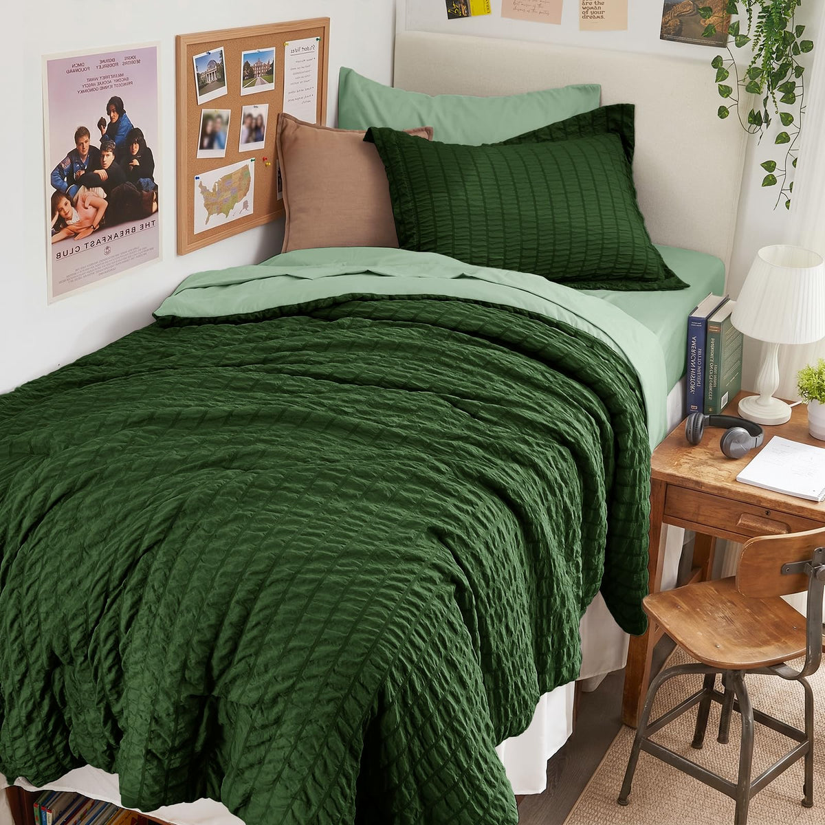 King Comforter Set - 7PCS Bed in a Bag, Seersucker Bedding Set, Dark Grey