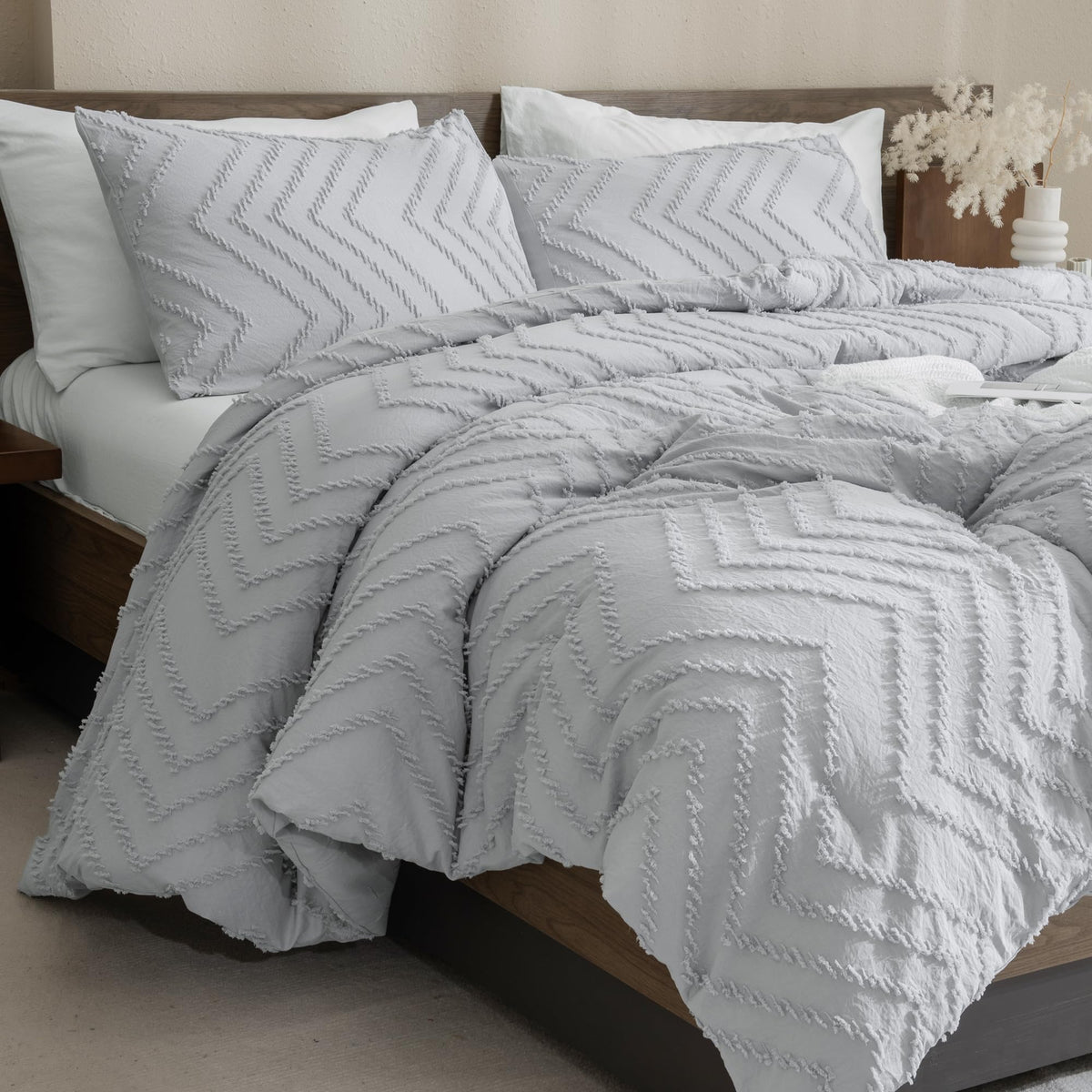Andency Queen Comforter Set Beige, 3 Pieces Comforters Queen Size Bed Set