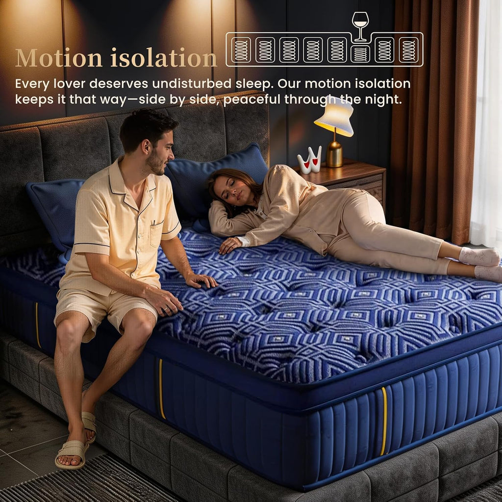 King Size Mattress, 12 Inch Gel Memory Foam Hybrid Mattress in a Box, Medium Firm, Fiberglass Free, Pocket Springs, Motion Isolation with Pressure Relief, CertiPUR-US Certified,365 Night Trial