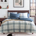 MaiRêve Plaid Queen Comforter Set Navy Blue 7 Pieces Bed in a Bag