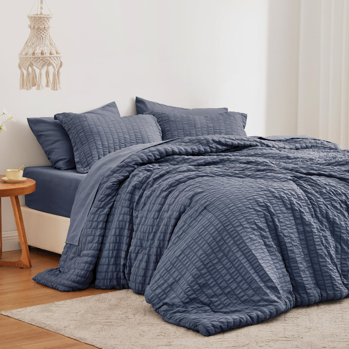 Love's cabin Seersucker Pink Twin Comforter Set
