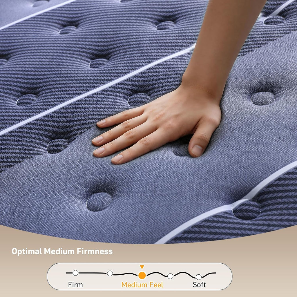 Queen Mattress 12 Inch - Hotel Style Luxury Hybrid Mattress in a Box, Cooling Gel Memory Foam & Pocket Coils, Medium Firm, Motion Isolation & Zoned Support, 365-Night Trial & 10-Year Warranty