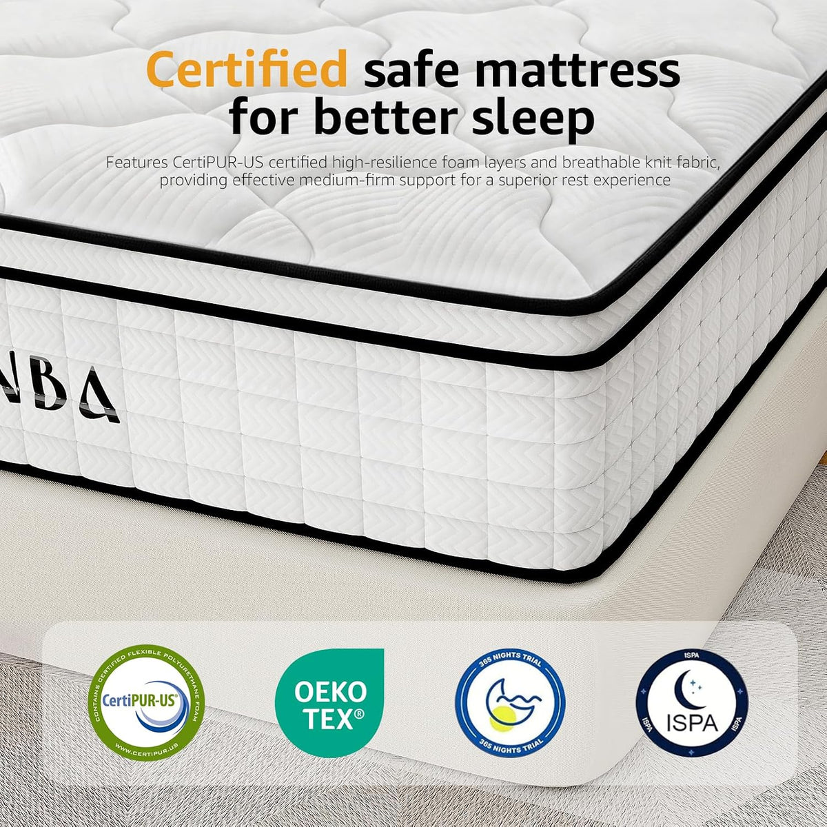 Twin 10 Inch Hybrid Mattress in a Box, Balanced Medium Feel, Memory Foam with Individually Pocketed Coils, Zoned Support & Motion Isolation, CertiPUR-US Certified
