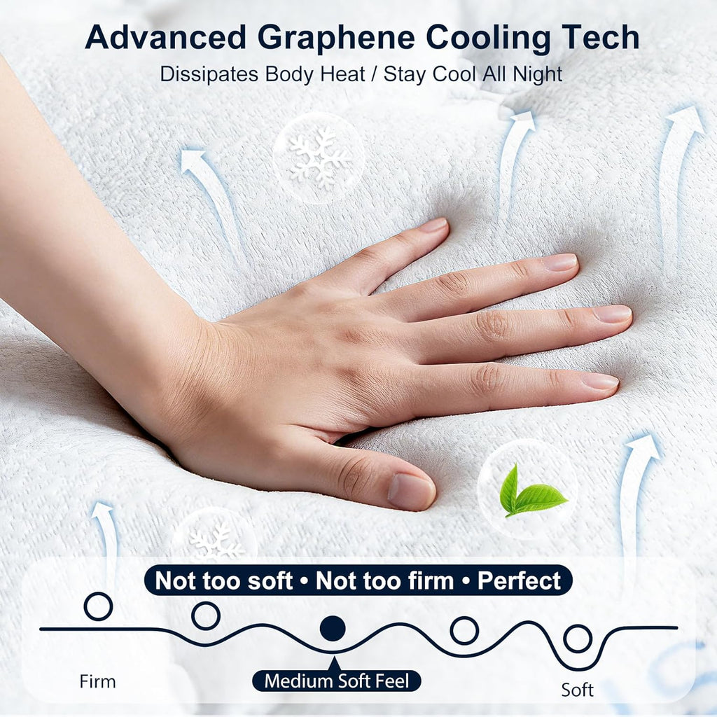14 Inch Queen Mattress, Upgraded 7-Zone Support Hybrid Queen Size Mattress In A Box with Cooling Gel Memory Foam & Pocket Coils for Back Pain Relief, 365-Night Trial, 10 Years Warranty, Medium Firm