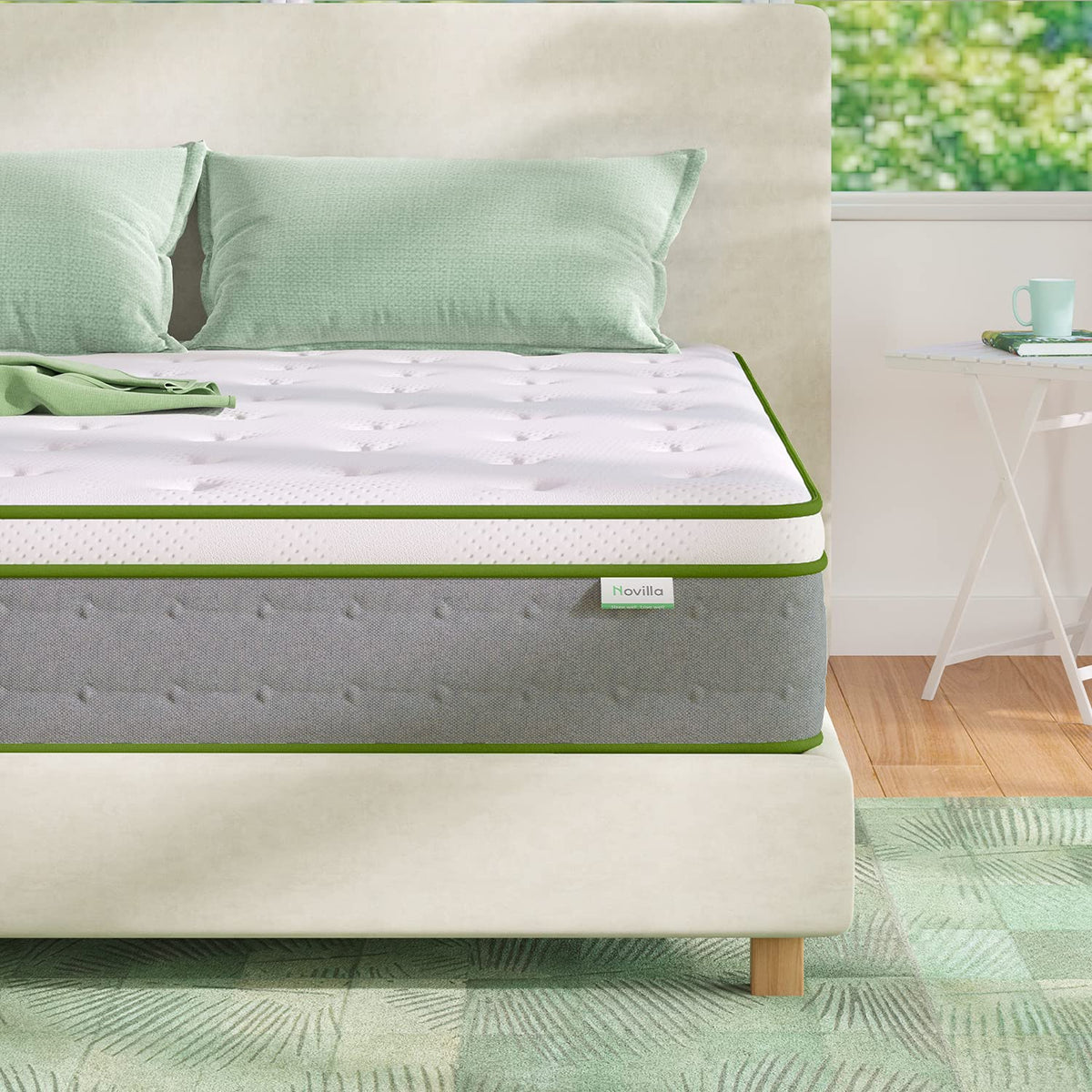 Novilla Queen Mattress, 12 Inch Hybrid Mattress Queen with Comfort Foam|Innerspring Pillow Top Mattresses in a Box, Pressure & Pain Relief, Soft Feel but Supportive, CertiPUR-US