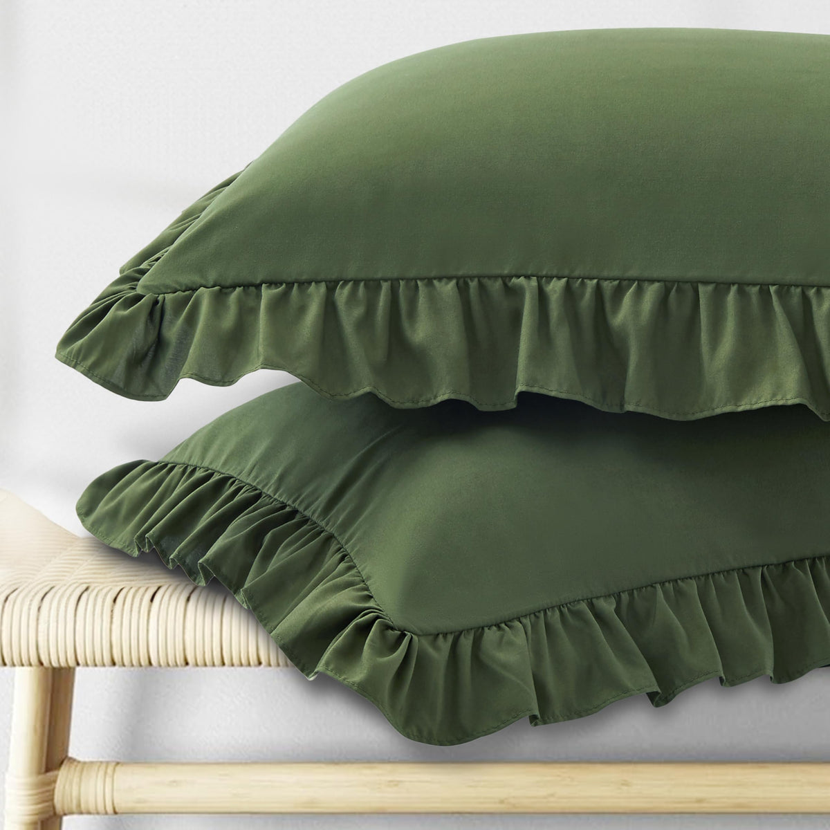 KKJIAF Ruffle Pillow Cases King Size Set of 2, White