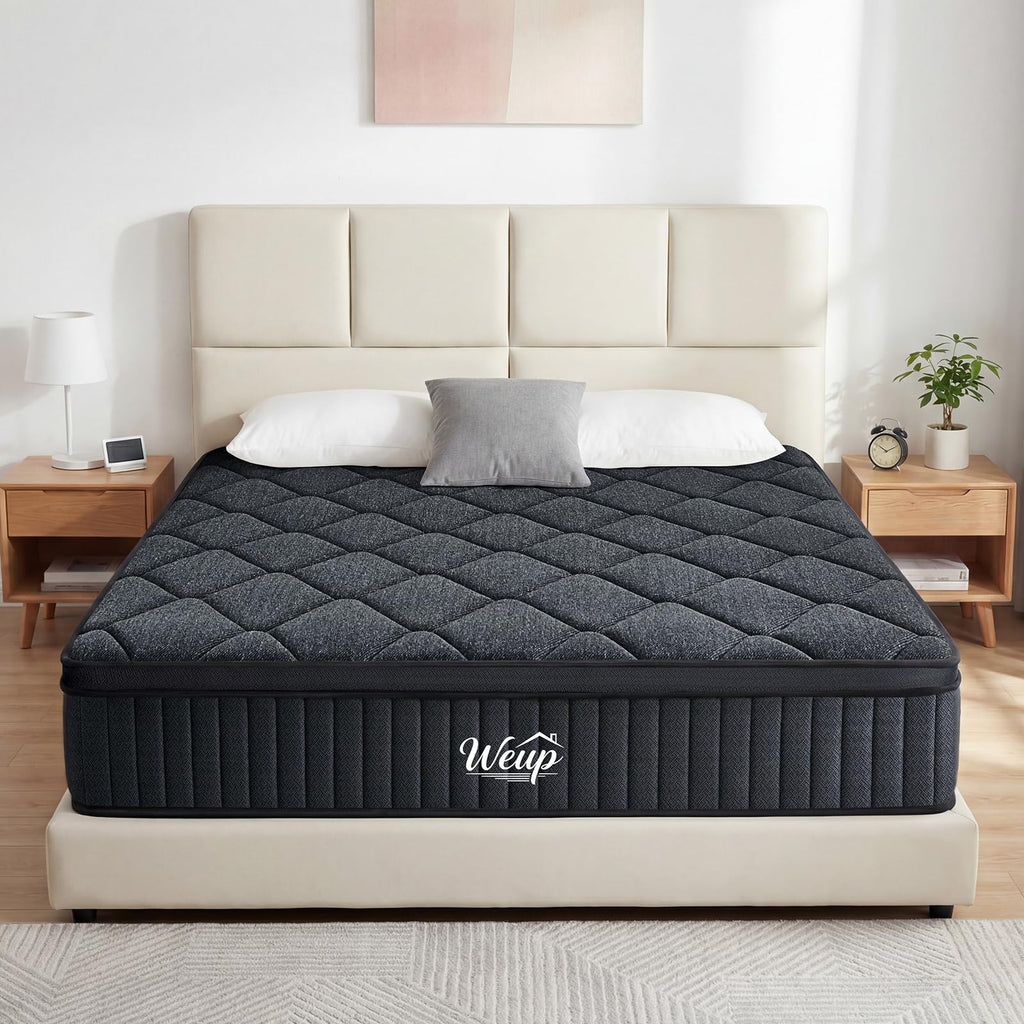 WEUP Full Size Mattress 12 Inch, Firm Hybrid Memory Foam Mattress in a Box with Individual Pocket Springs, Pressure Relief, Motion Isolation, Fiberglass Free, CertiPUR-US Certified 75"x 54"(White)