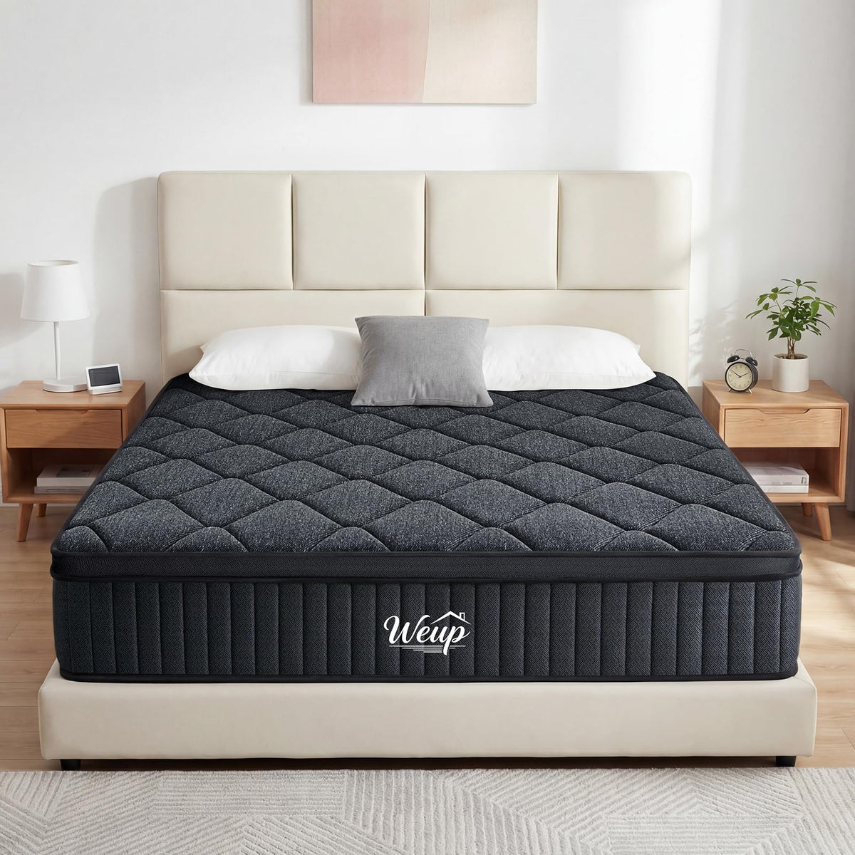 WEUP Full Size Mattress 12 Inch, Firm Hybrid Memory Foam Mattress in a Box with Individual Pocket Springs, Pressure Relief, Motion Isolation, Fiberglass Free, CertiPUR-US Certified 75"x 54"(White)