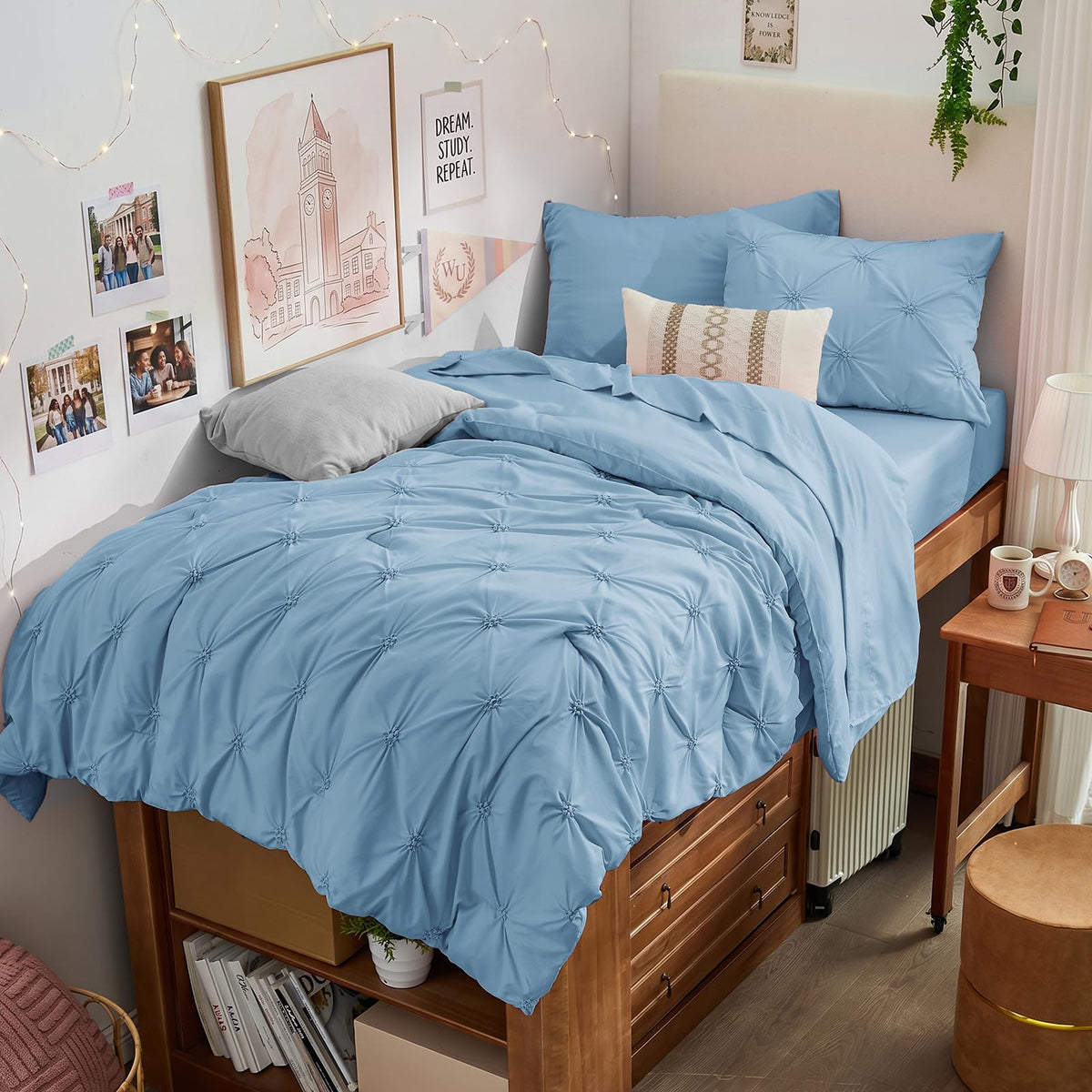 BEDELITE King Comforter Set Striped-Blush Pink,Fluffy & Soft Comforter
