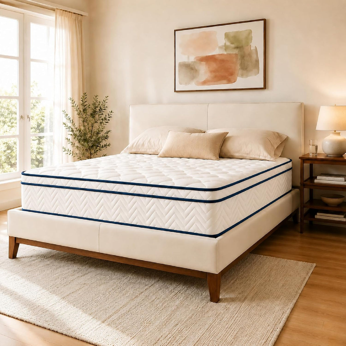 12 Inch Queen Size Mattress, Hybrid Mattress in a Box, Memory Foam Mattress&Pocket Springs, Medium Plush, Pressure Relief & Motion Isolation, CertiPUR US Certified