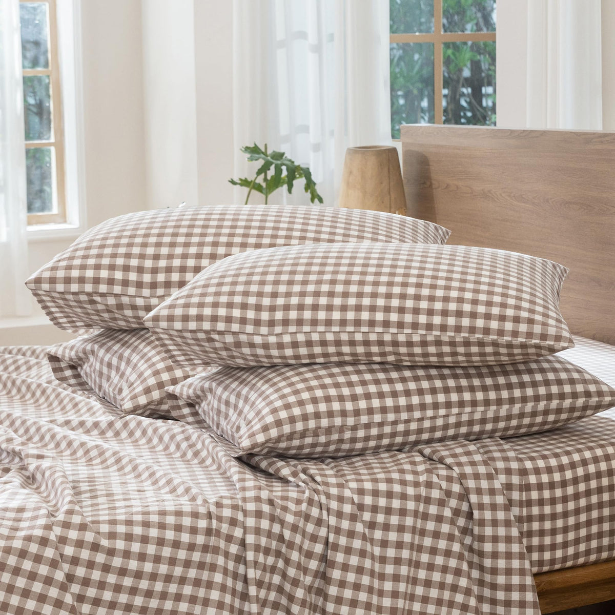 MOOMEE Pillowcase Set of 2 100% Washed Cotton Linen-Like King