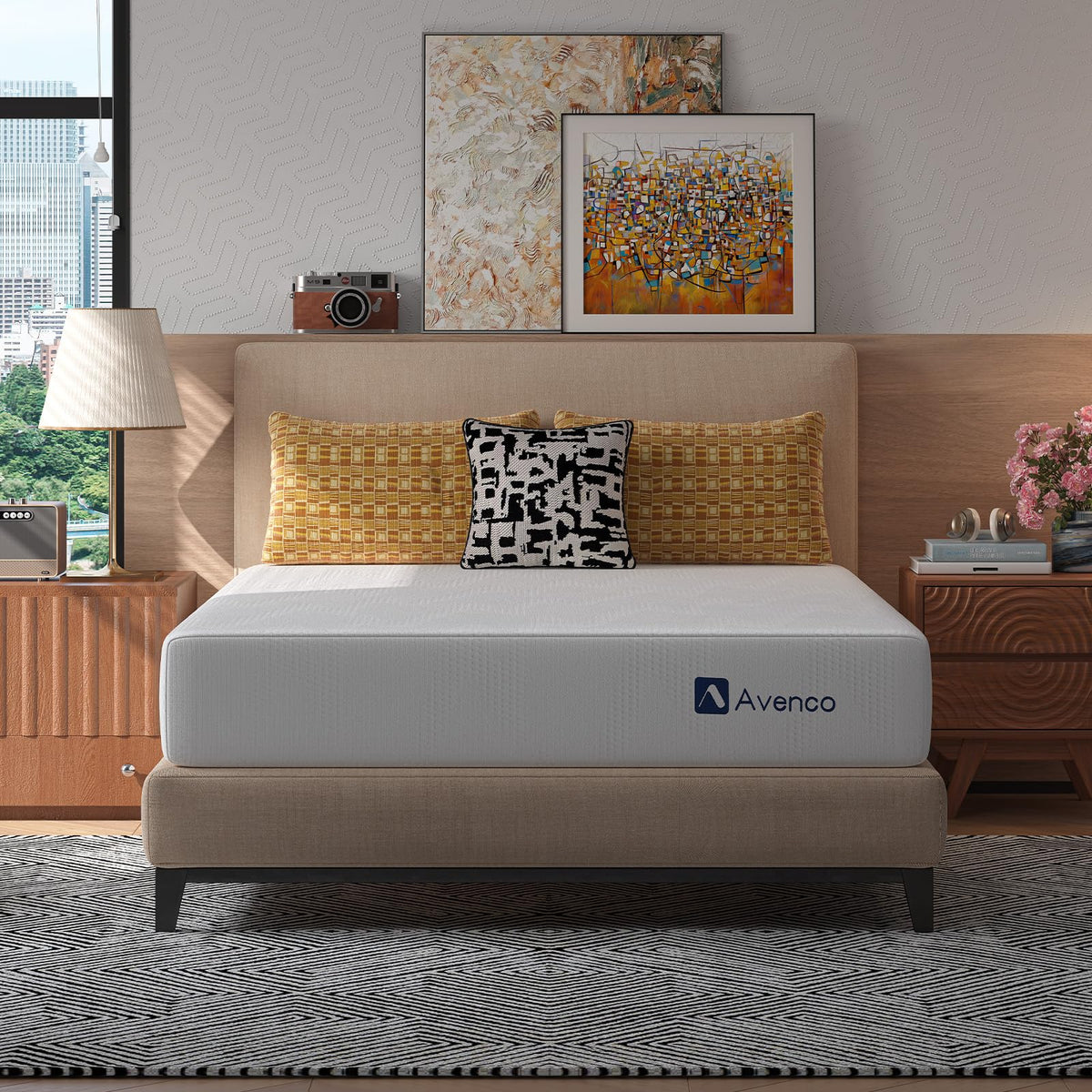 Avenco SleepSphere 10 Inch Queen Mattress, Queen Size Mattresses with Smart Coil Spring Technology for Pressure Relief, Breathable Cover Motion Isolation CertiPUR-US Certified Bed Mattress in a Box