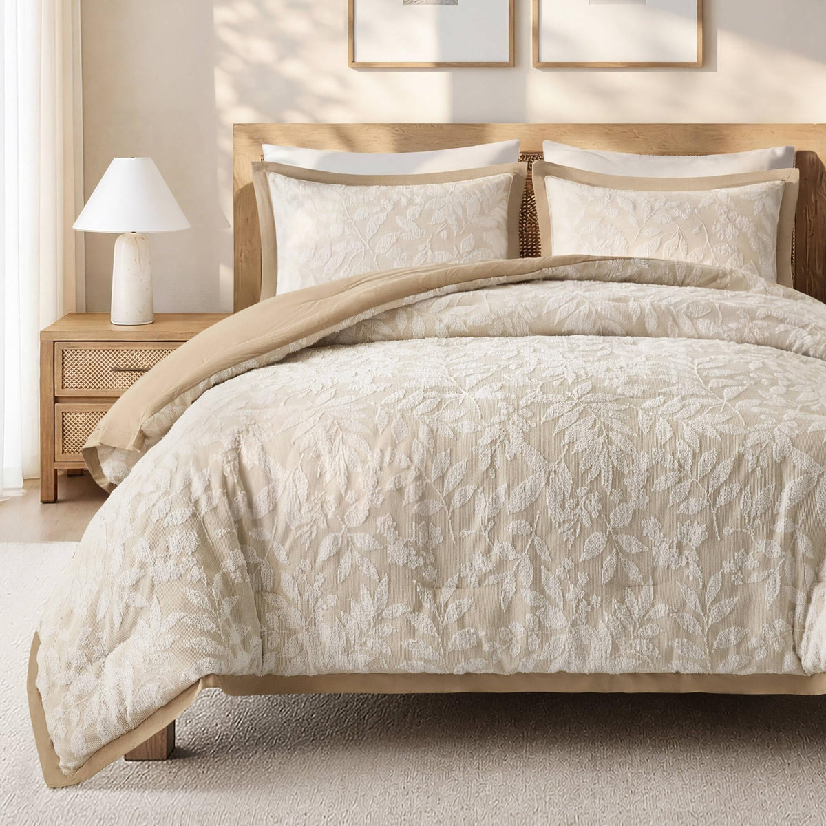 Harbor House Cotton-Blend Botanical Comforter Set, Beige, Queen