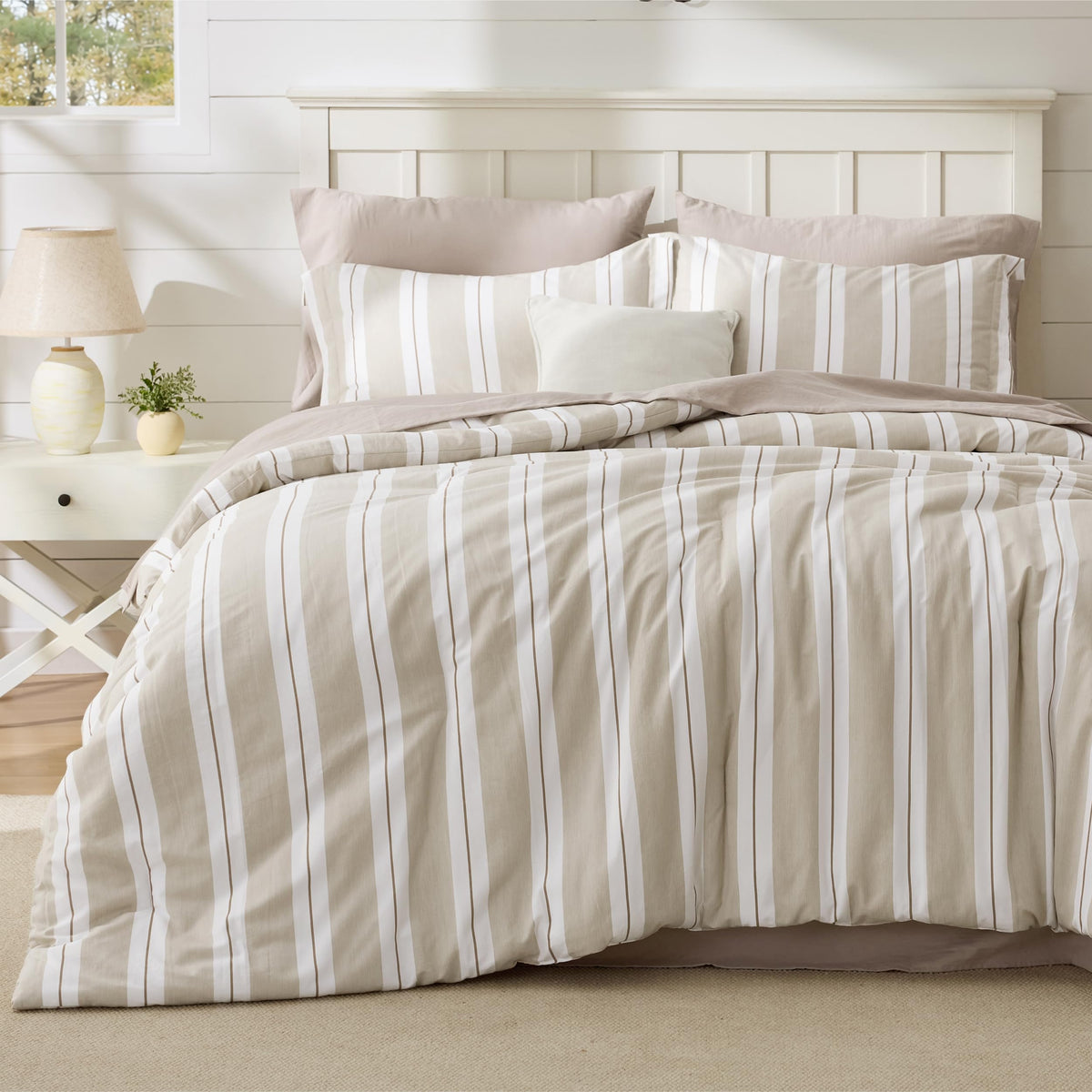 Bedsure Full Comforter Set Brown Gingham, Soft Fall Bed 3 pcs 82"x86"