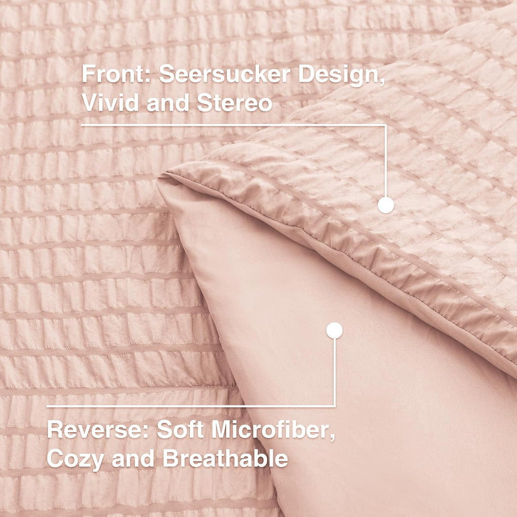 Love's cabin Seersucker Pink Twin Comforter Set