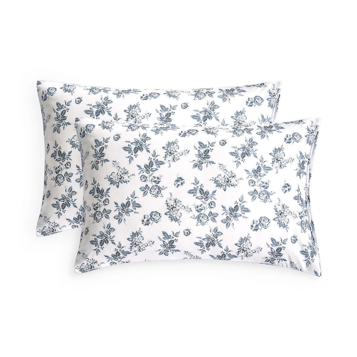 Wake In Cloud - Cottagecore Pillow Cases, Floral Shabby Chic Vintage Flower Shabby Chic Coquette Aesthetic, Set of 2 Soft Pillowcases Pillow Shams Covers, Light Blue, Standard Size 20x26 Inches