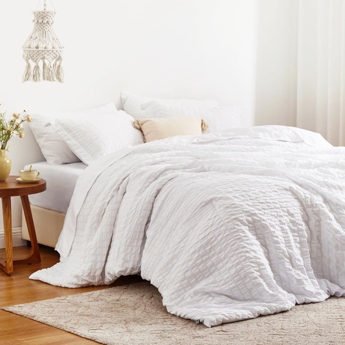 Love's cabin Seersucker Pink Twin Comforter Set