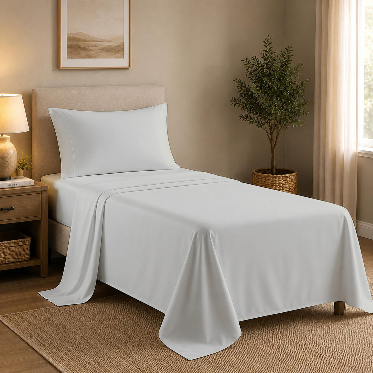 Queen Pillow Cases Set of 2, 400 Thread Count, White