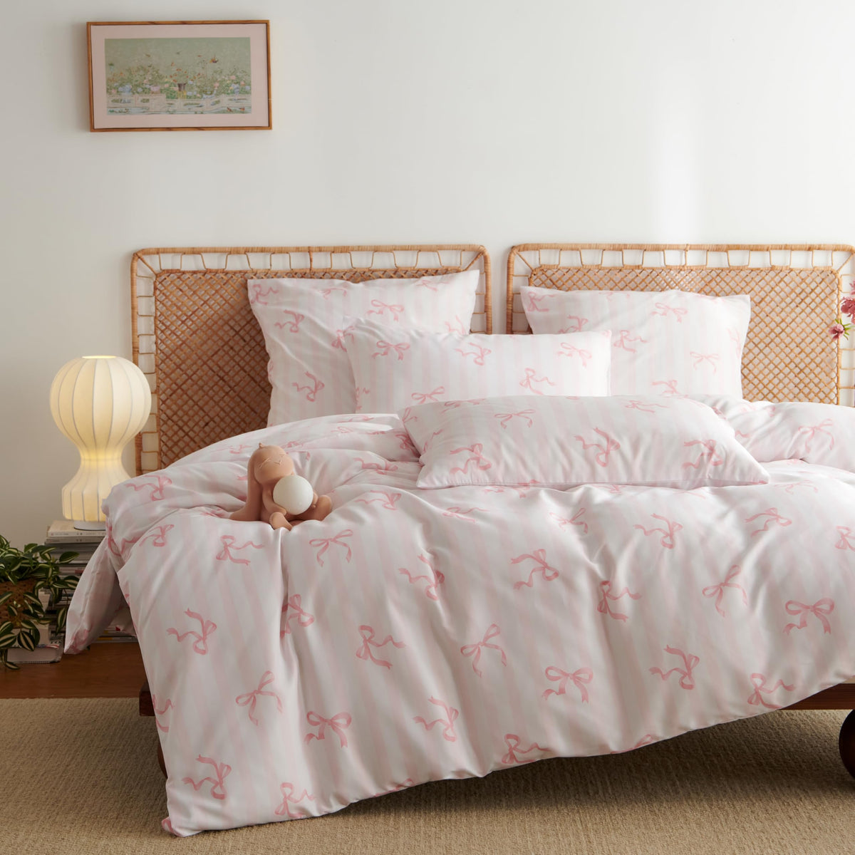 Plaid Comforter Set Full Blue Gingham Pink Bow Bedding Set