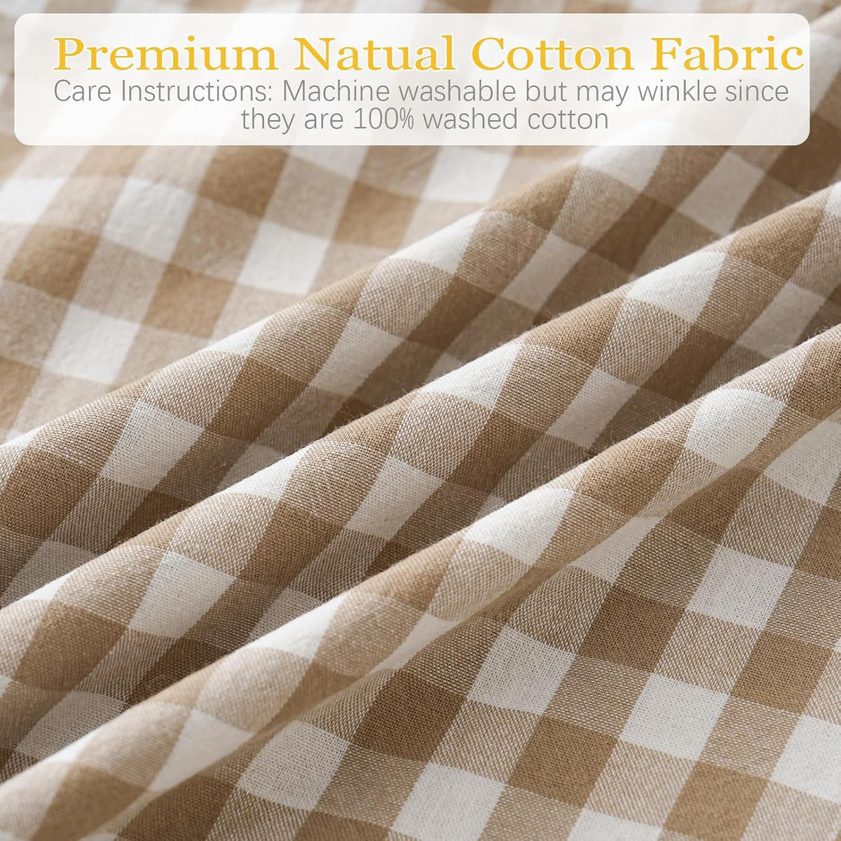 Taupe/White Plaid Ruffled Body Pillow Cover Washed Cotton 20"x54"