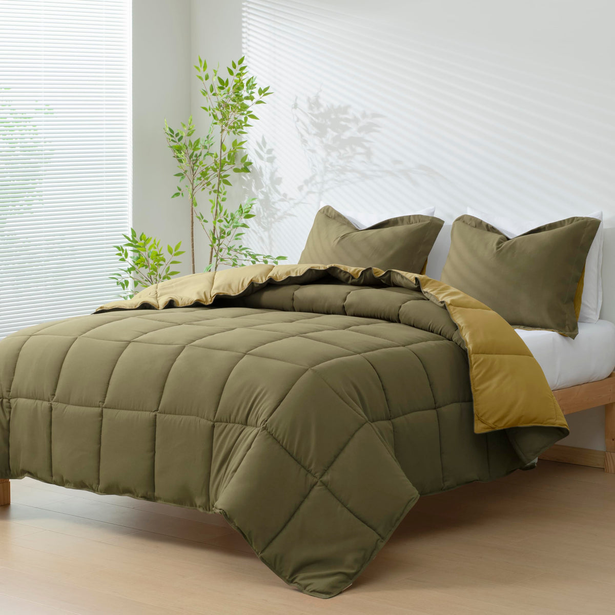 HIG 3pc Green Queen Size Bedding Comforter Set Duvet Insert Blanket