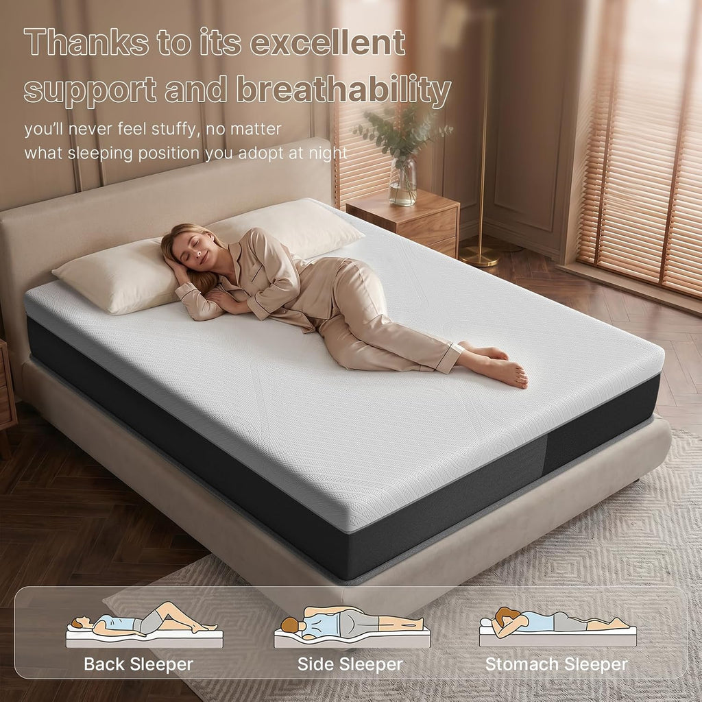 Queen 10 Inch Hybrid Mattress in a Box, Medium-Firm, Memory Foam with Individually Pocketed Coils, Zoned Support, Motion Isolation, CertiPUR-US Certified