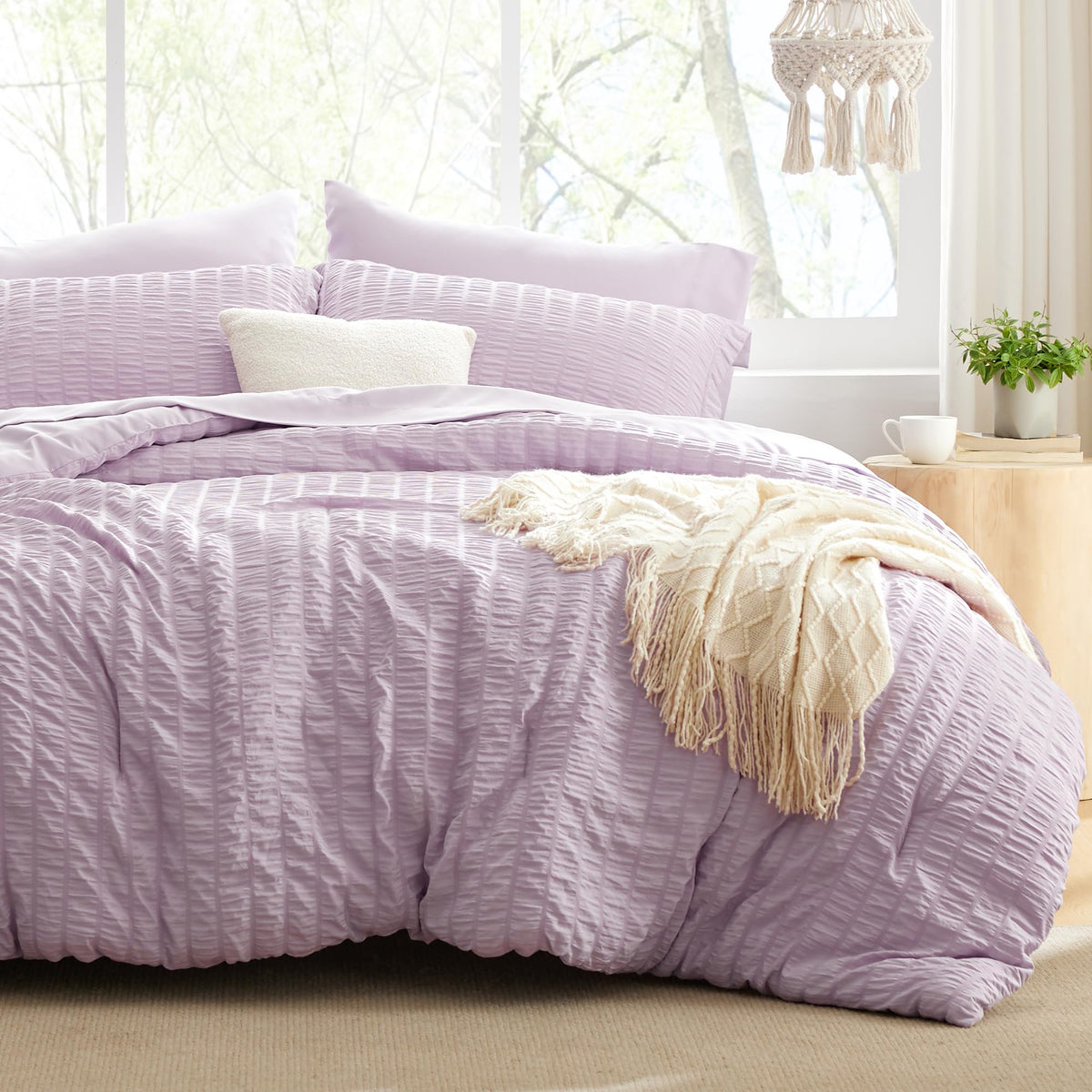 Love's cabin Seersucker Pink Twin Comforter Set