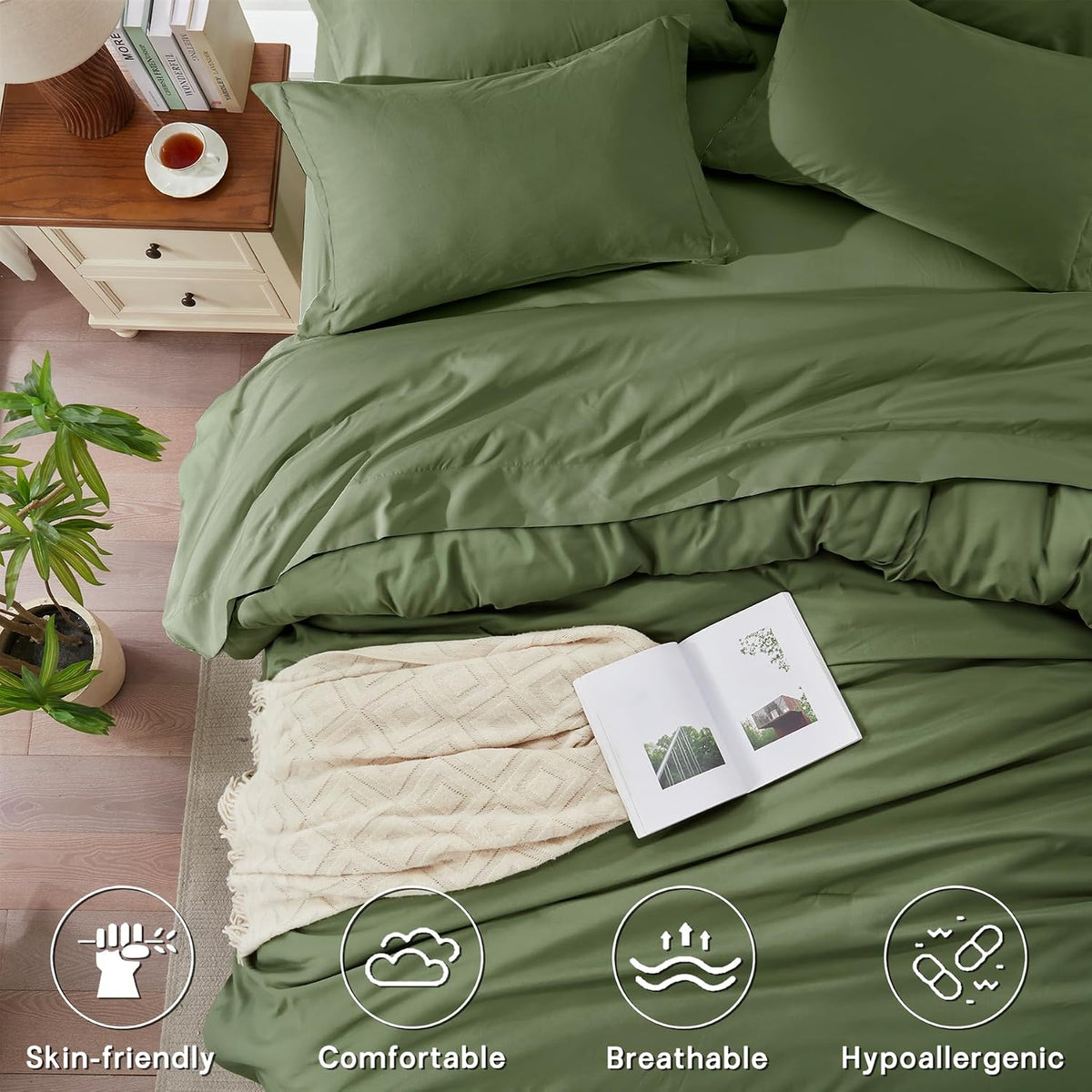 Anluoer Full Size Comforter Sets, 7 Piece Bed in a Bag Full Bedding Sets