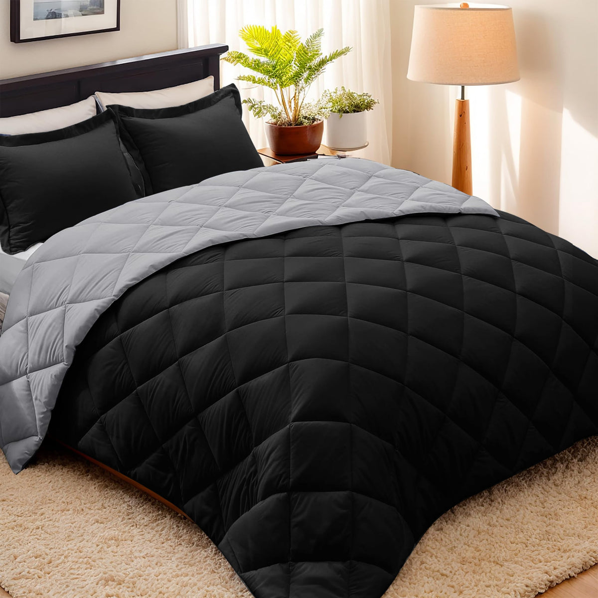 HIG 3pc Green Queen Size Bedding Comforter Set Duvet Insert Blanket