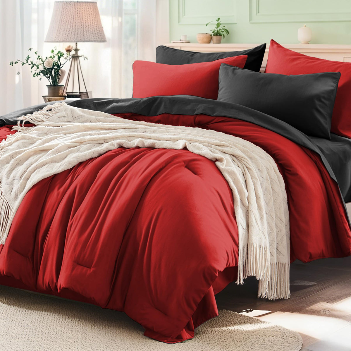 Anluoer Full Size Comforter Sets, 7 Piece Bed in a Bag Full Bedding Sets