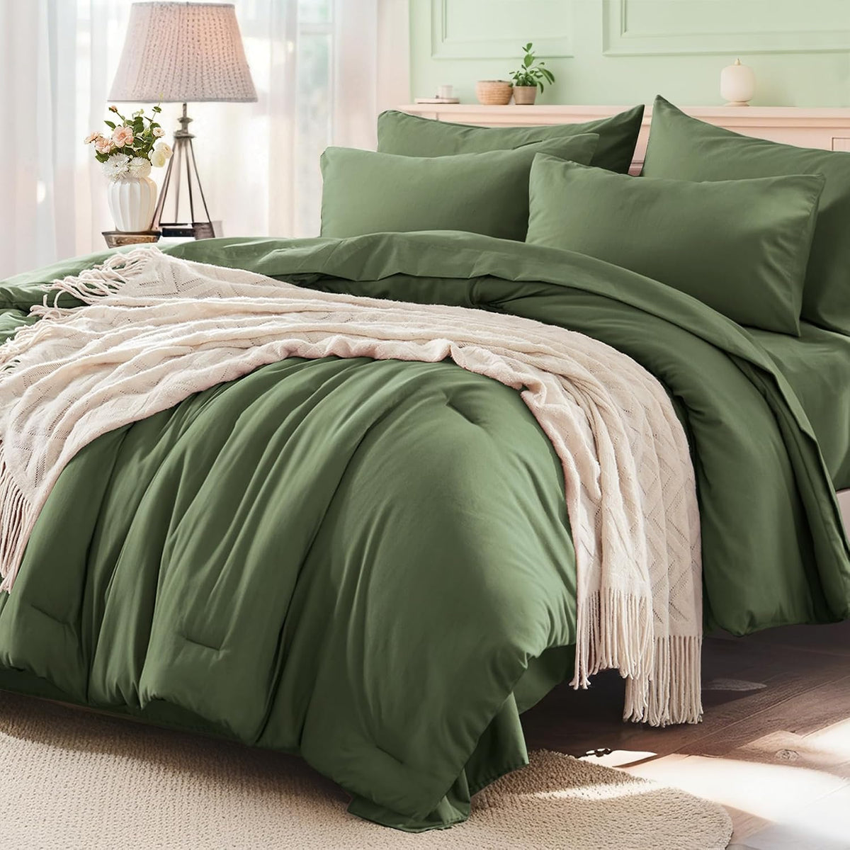 Anluoer Full Size Comforter Sets, 7 Piece Bed in a Bag Full Bedding Sets