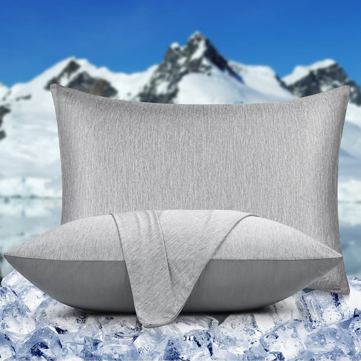 HOMFINE Cooling Pillowcases for Hot Sleepers King Size Set of 2, Grey