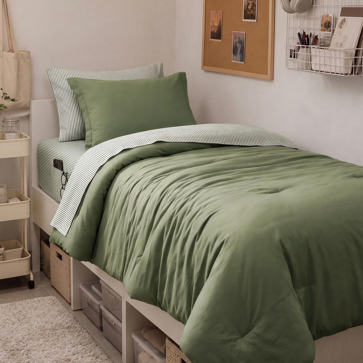 Monbix Queen Comforter Set - 7 Pieces Soft Bed in a Bag Queen Bedding Sets