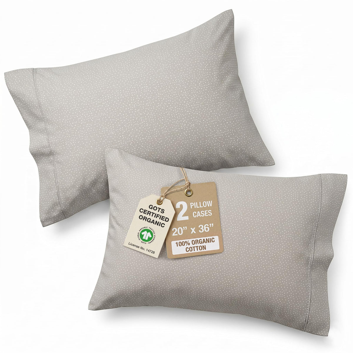 LANE LINEN 100% Organic Cotton Pillow Cases - Standard Size Set of 2 (20"x26") - Soft White Pillow Cases